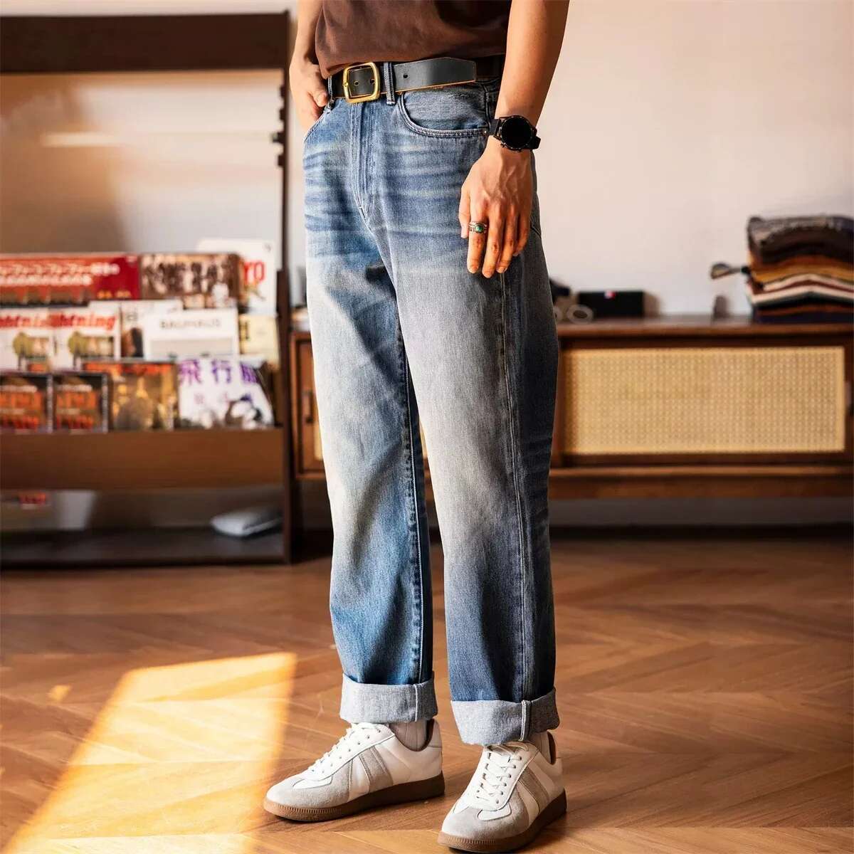 Red Tornado 13Oz Denim Jeans 55501-0003 Vintage Wash Men's Designer Pants Light Blue