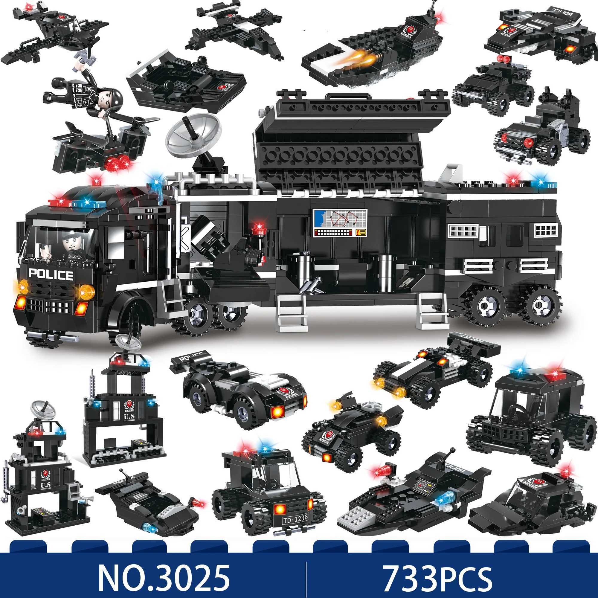 COGO City Police SWAT Truck Building Blocks - Policeman Bricks Truck Ship Car - Toys for Kids - Construction Toys for ChildrenT250304