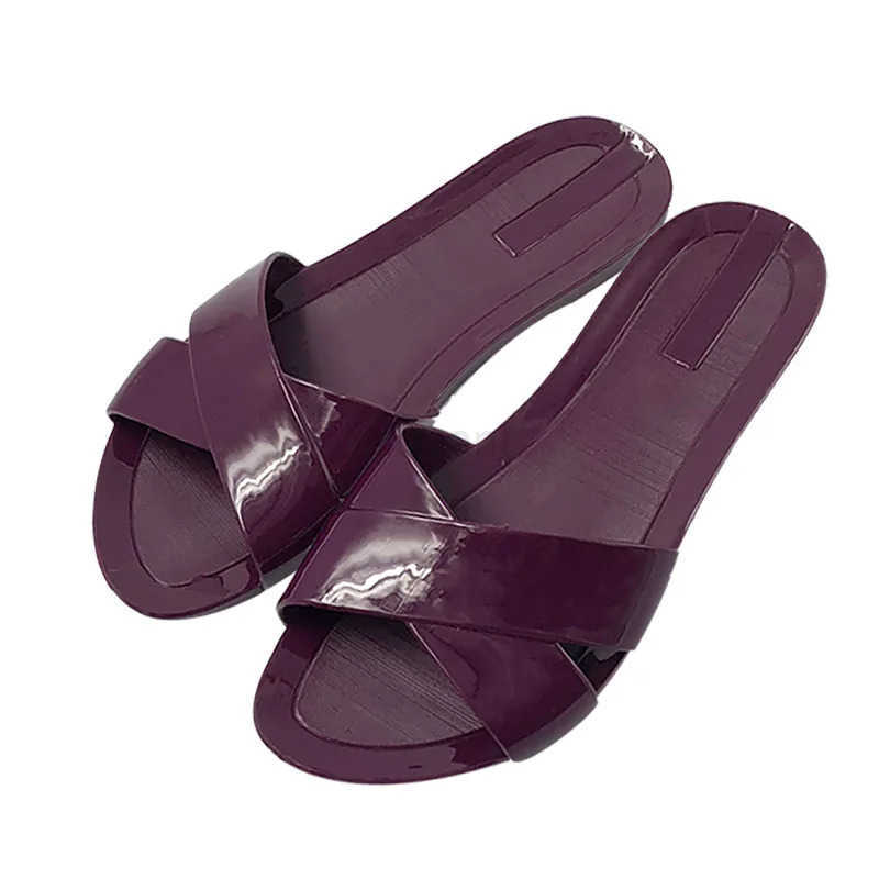 Anti-skid cross-strap open toe sandals jelly shoes wen flat h sandalias femme trendy waterproof open toe beach shoes wan Z250304