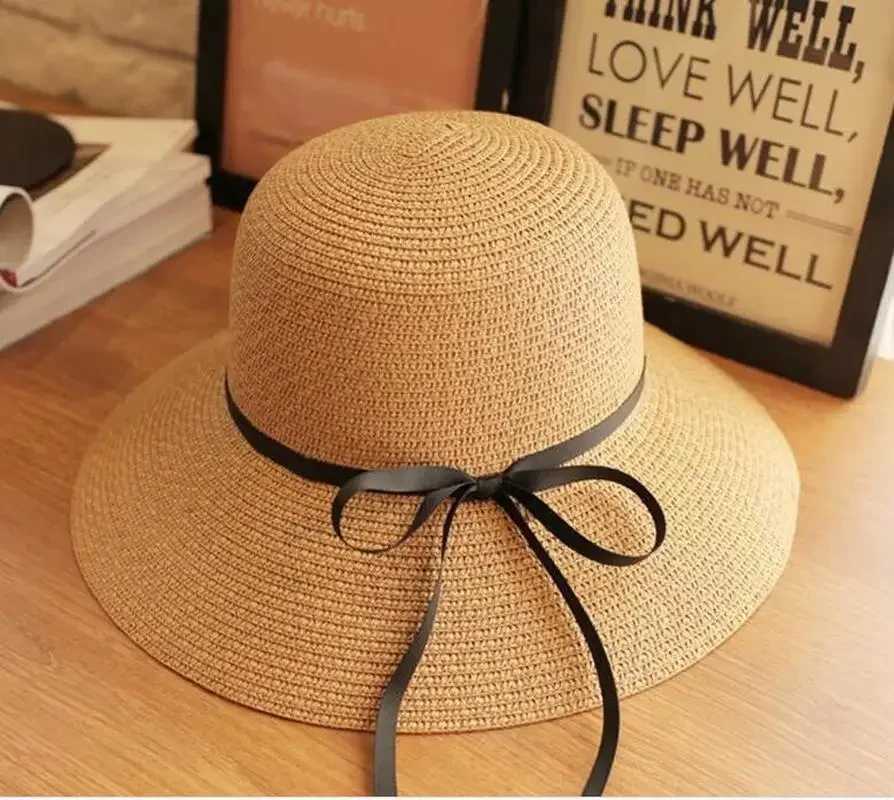 Hat for Women Fresh Summer Str Hat Sun Protection Korean Version Foldable Protection Beach Large Brim HatXJ250304