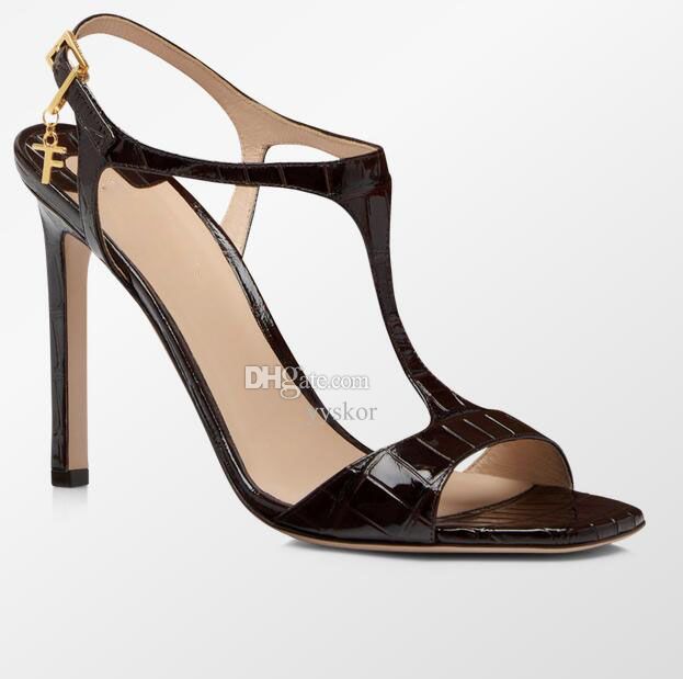 Top Brand Women ANGELINA Sandals Shoes Plaque Patent-leather Nude Black Black High Heel Lady Party Dress Gladiator Lady Gladiator EU35-43