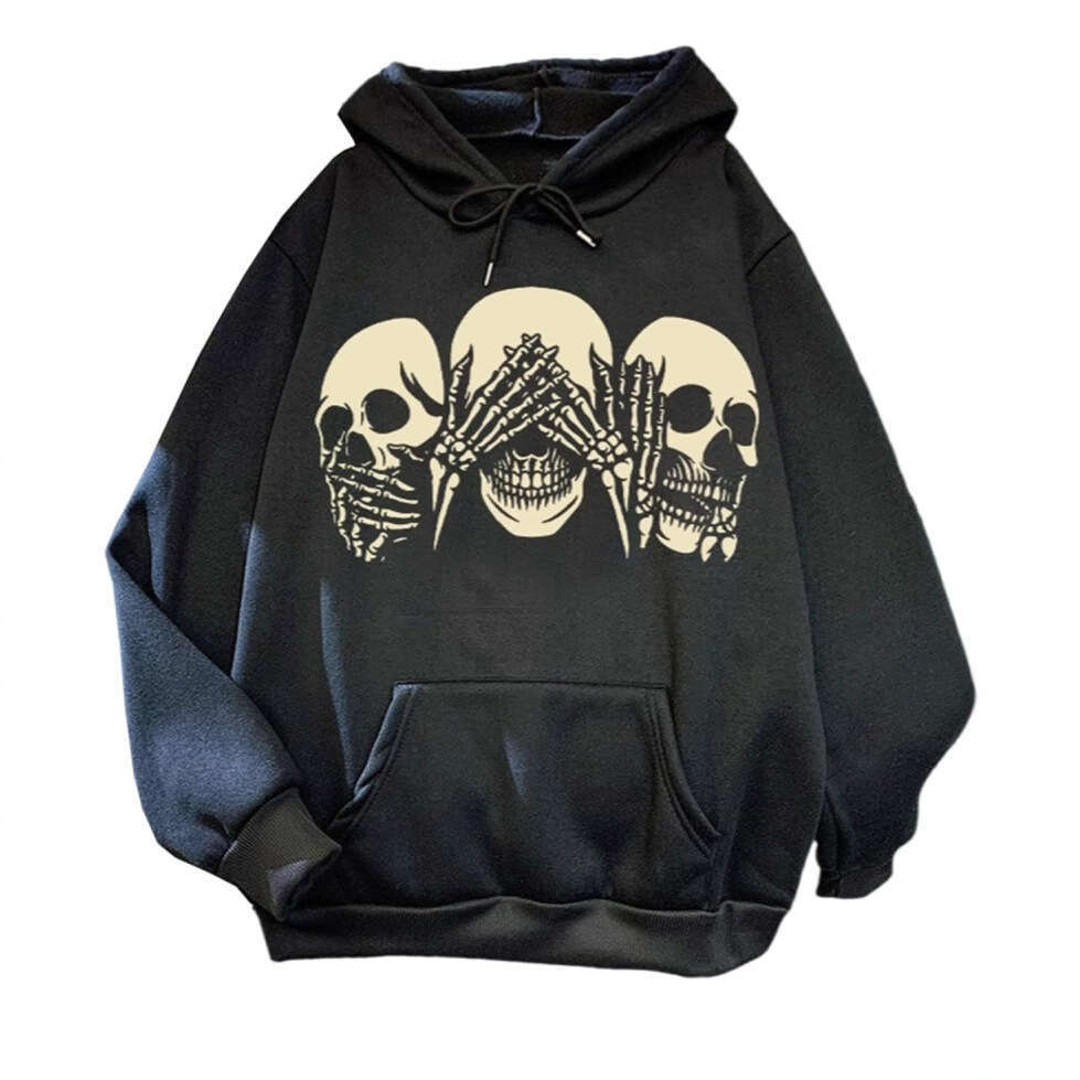 American Trendy Plush Autumn/Winter Printed New Loose Hoodie Top