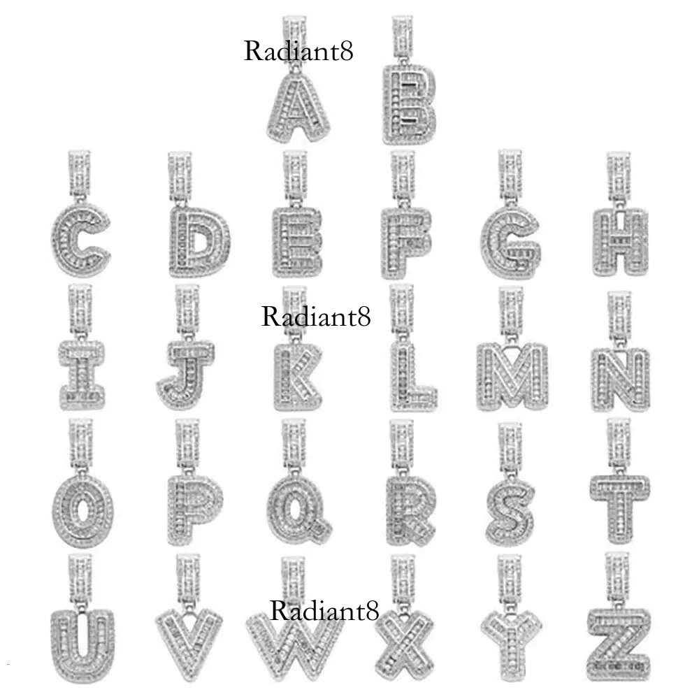 Real Gold Plating Initial Letter Hip Hop Bg Zircon Rock Sugar Single A To Z 26 English Alphabet letter Pendant Necklack