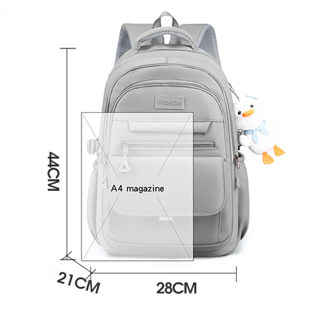 Ship from US College Student Rucksack Large Capacity Travel Bookbags Simple Fashion Waterproof Multifunctional with Pendant for Outdoor Sport 250304FB