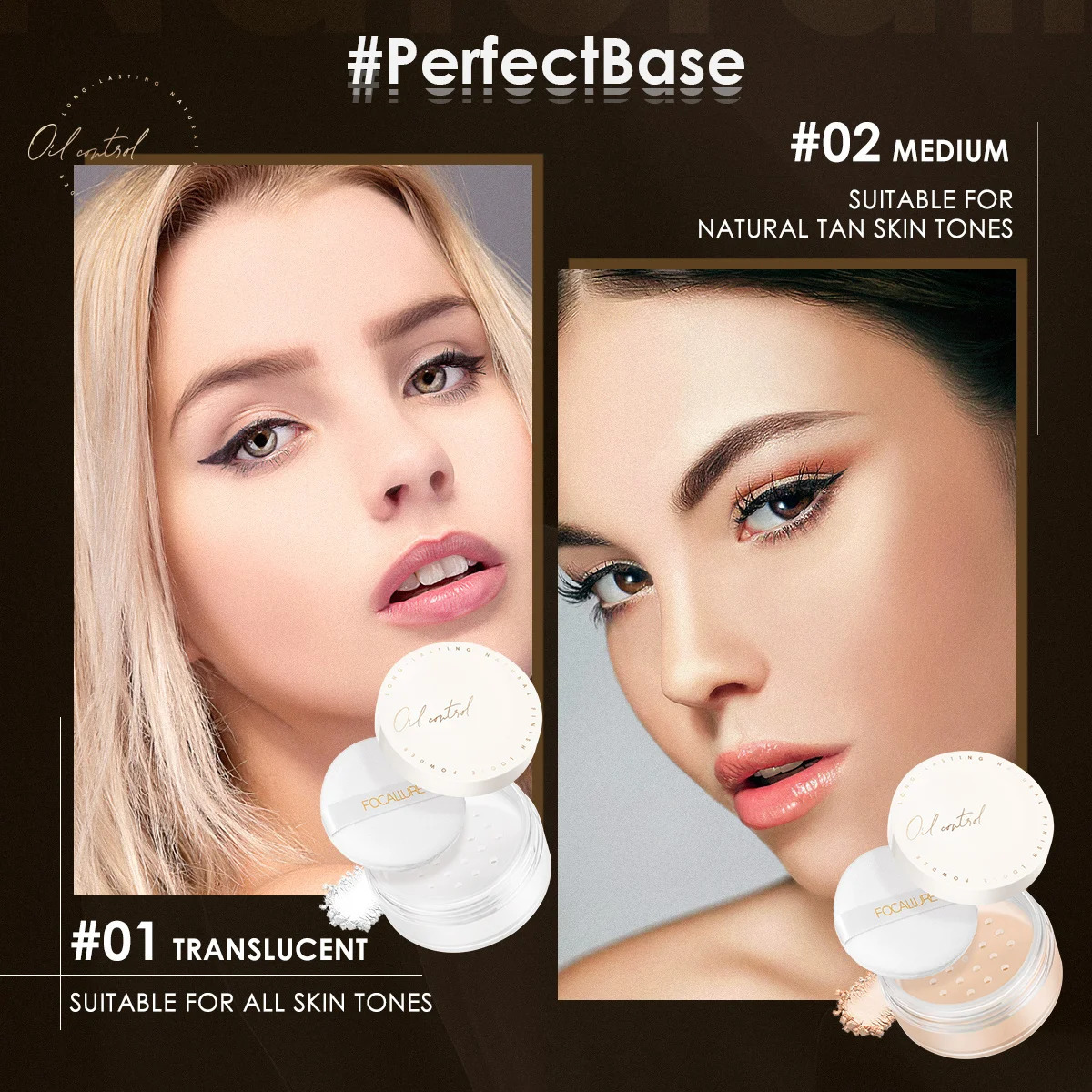 FOCALLURE Oil-Control Matte Loose Powder Waterproof Non-Cakey Translucent Silky Smooth Face Makeup Setting Powder Cosmetics 250224