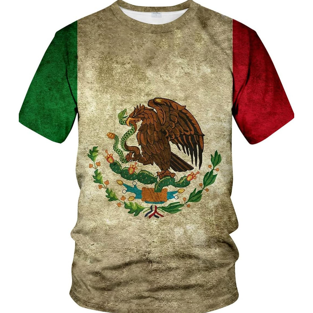 Mens T shirt Mexican Tshirt Mexico Flag 3D Print Fashion Short Sleeve Tees,Color3, tee Casual tops summer clothes fashion cool