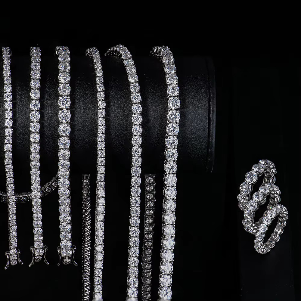 Hiphop Fashion Jewelry Moissanite Necklaces Dropshipping S Sterg Sier Tennis Necklace