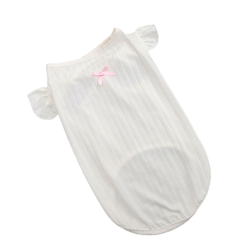 Small Dog Outfit Cats Pullover Shirt Thin Clothes Fashion Outfit for Dog Breathable Vest Dress with Bowknot for Spring