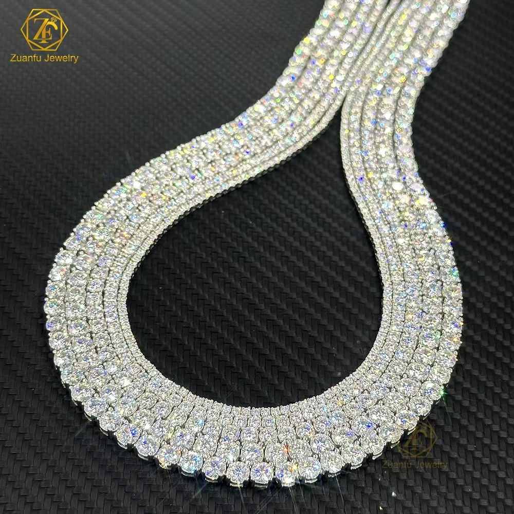 USA in Stock Fine Jewelry Hip Hop Sterg Sier VVS Moissanite Dia Classic Tennis Chain Necklace for Men Women