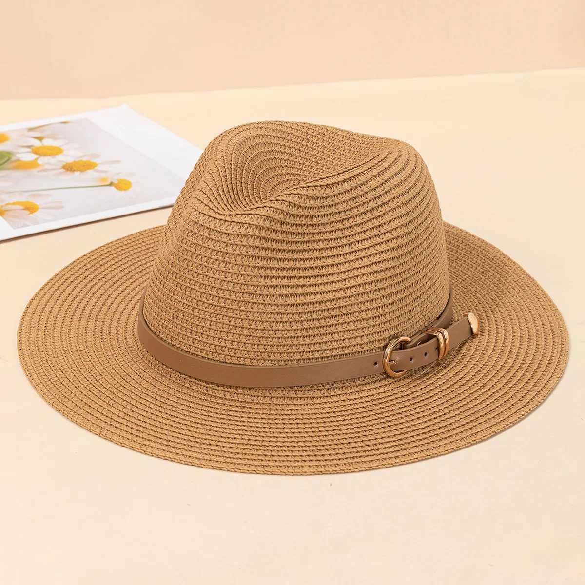 Summer hats mens and womens white wide brimmed Panama hats youth street pats vacation belt small top hat everything up sun visXJ250304