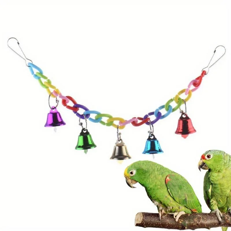 Parrot Toys Bird Suspension Bridge Bird Cage Swing Toy With Bell Pet Supplies Random Color