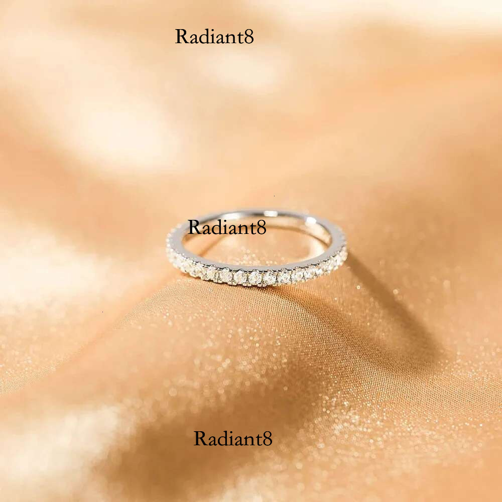 Trumium 2mm Real s Sterg Sier Wedding Band Cubic Zirconia Full Eternity Stackable Engagement Rings for Women Girls Gifts