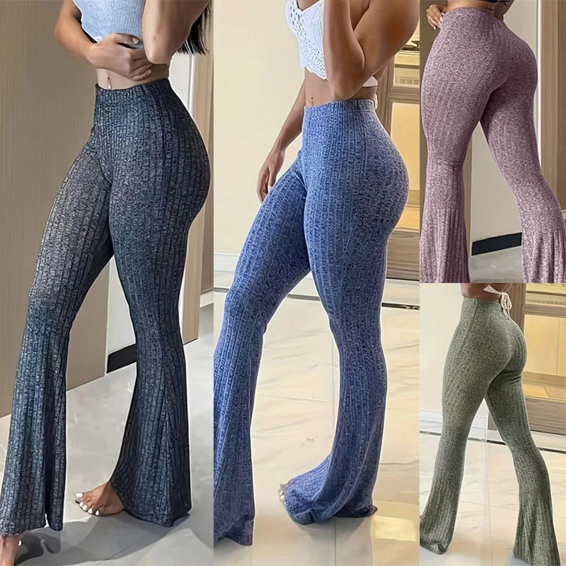 Slim High Waist Capris Sexy Bell Bottom Flare Tights Solid Y2k Women Clothes E Aesthetic Fashion Streetwear Woman Pants 250303
