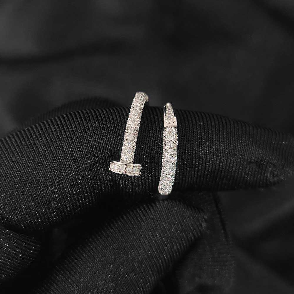 Couple Rings New nail ring copper inlaid zircon versatile trendy brand mens and womens hip-hop ring H25303
