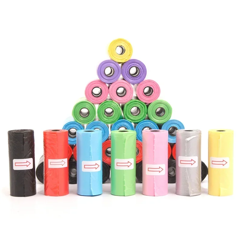 Pet Poop Bags Disposable Dog Waste Bags Bulk Poop Bags with Leash Clip and Bone Bag Dispenser 5Roll(75Pcs) Bags with Paw Prints
