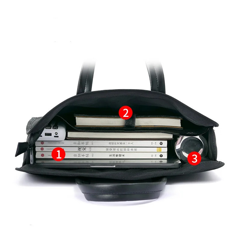 Mens Oxford Casual Briefcase Multi-layer A4 Office Zipper Bag Large Capacity Business Bag Male Business Handbag Conference 250228