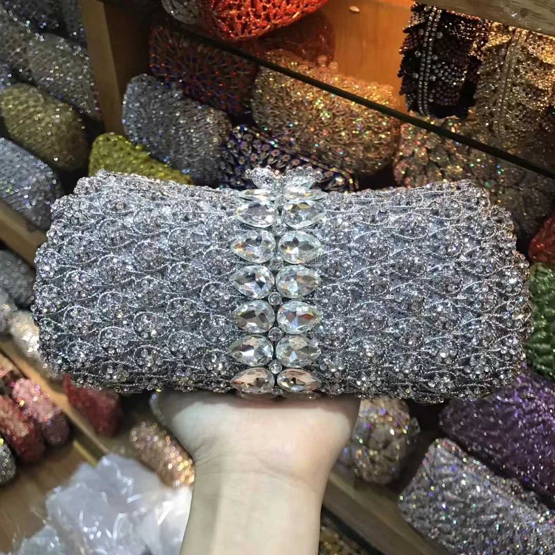 XIYUAN Gold/Grey/Red/Silver Big Stone Evening Bags Bridal Wedding Rhinestone Clutches Bag Handbags and Purses Party Clutch Purse Z250303