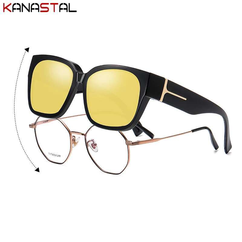 Women Polarized Sunglasses Men UV400 Night Vision Sun Glasses TR90 Big Eyeglasses Frame Driving Beach Anti Glare Shade Eyewear