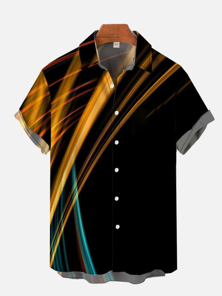 New 3D Flame Printed Hawaiian Casual Original Designer Short Sleeved Shirt For Fashionable Beach Vacation Men's Summer Button Up Shirt Beach Wear
