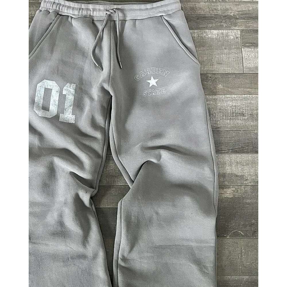 American Print Drawstring Casual Men Hip Hop Haruku Couple Sweatpants High Street Fashion Loose Straight Pants