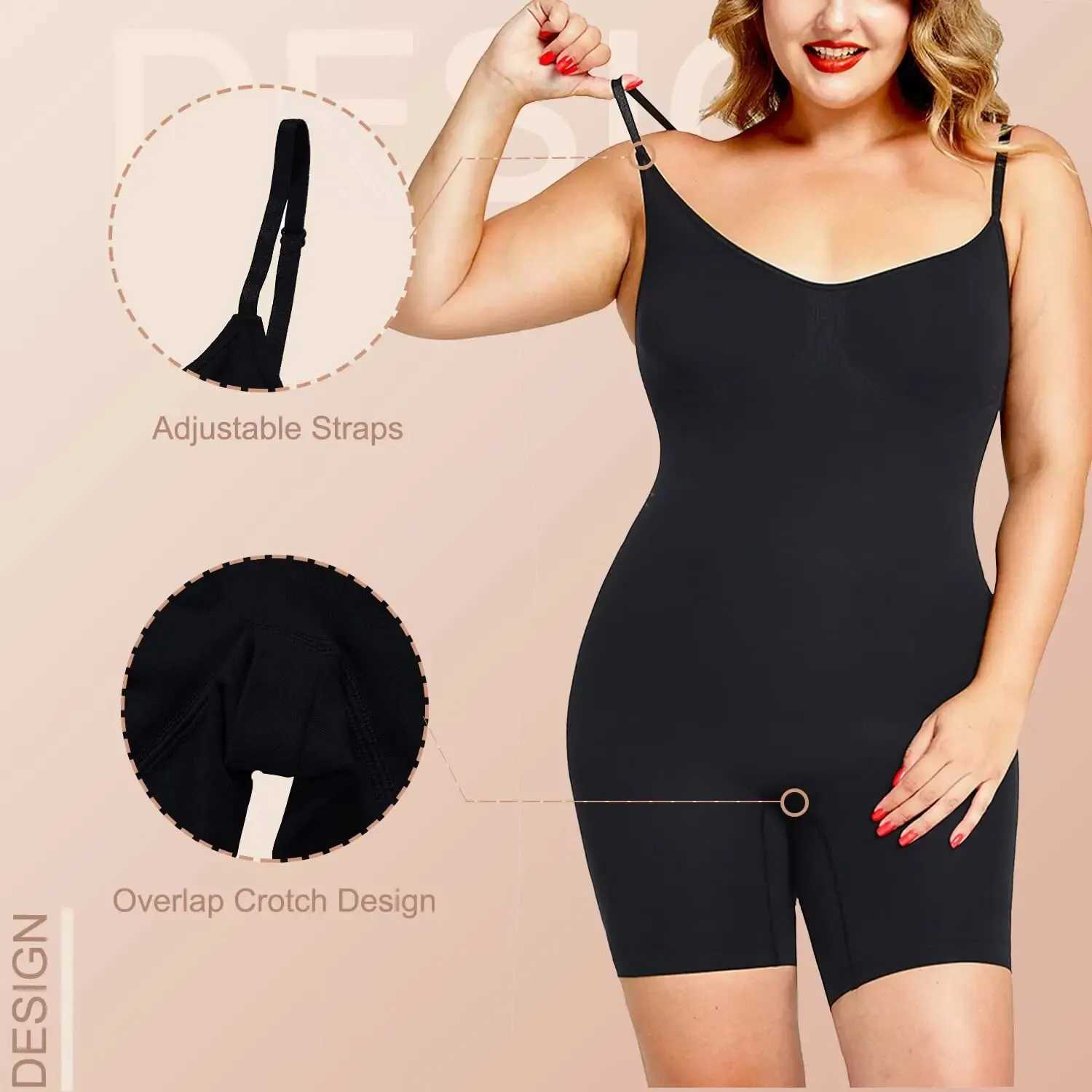 Wasit Womens Abdominal Control Body Shaping Training Clothing Round Neck Seamless Hip Lifting Full Body ShaperXJ250304