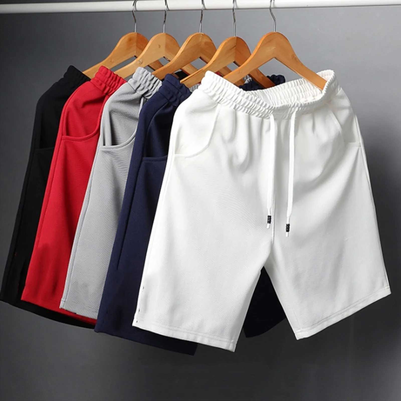 Summer Street Style Leisure Shorts Pocket Sports Drawstring MenS Shorts For Gym Stretch Waist Solid Color Cargo Casual ShortsT250304