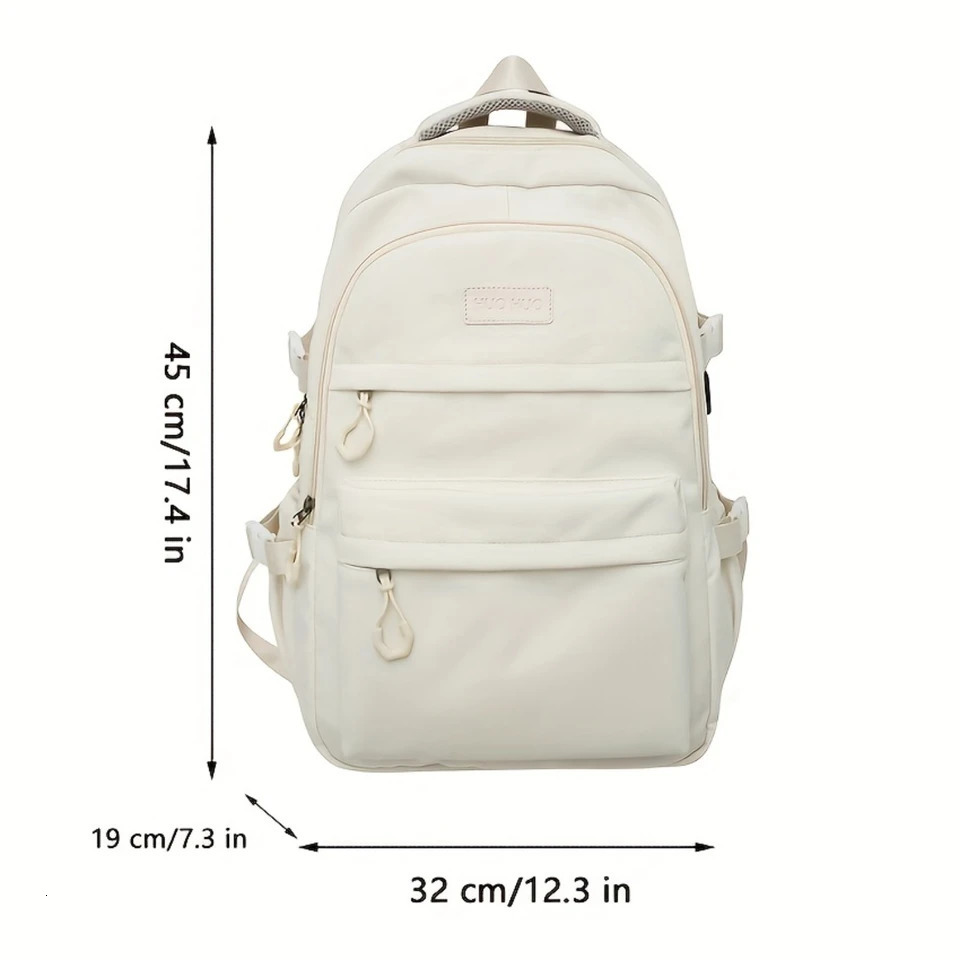 Ship from US Minimalist solid color pre school backpack zipper travel day bag daily teenage unisex 250304FBB