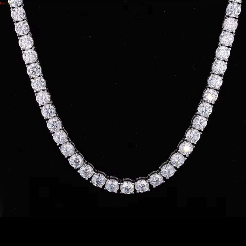 Hot Sale Men Women Moissanite Dia Necklace 3mm-6mm 14K White Gold Tennis Chain