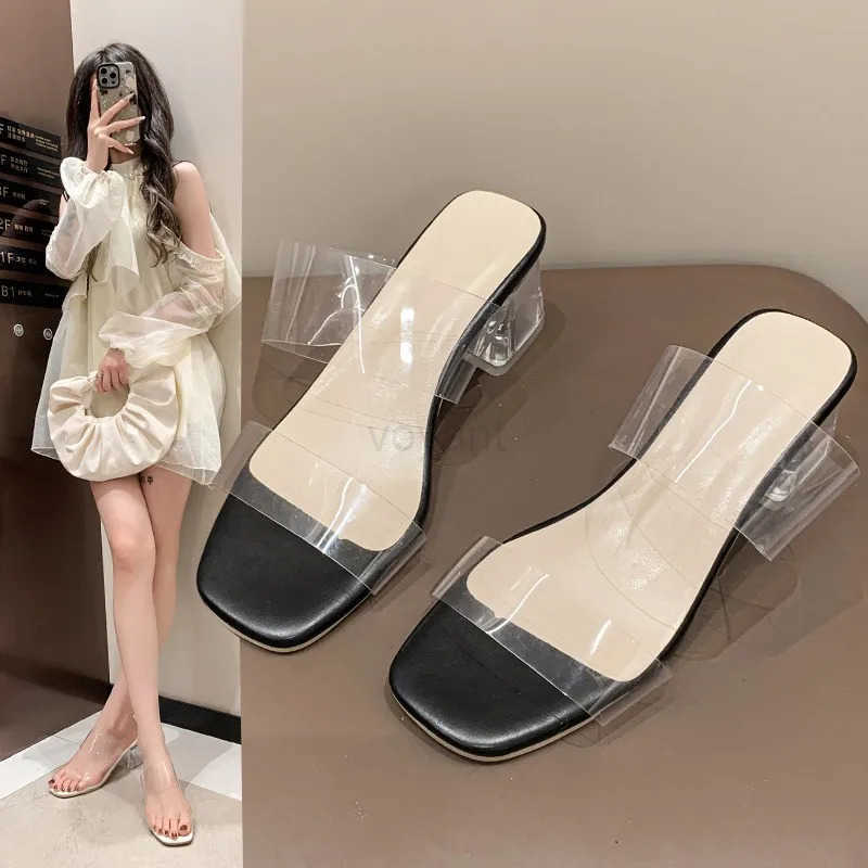 Summer Wen Pumps Sandals PVC Jelly Slippers Open Toe Wen High H Transparent Perspex Slippers Shoes Heel Clear Sandals Z250304