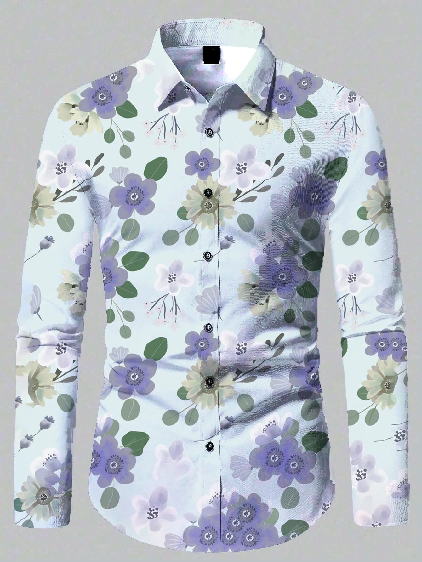 High Quality 3d Printed Floral Pattern Comfortable Shirt Beach Sun Casual Slim Fit Fashion Mens Shirt Fashion Long Sleeve Shirt 250227