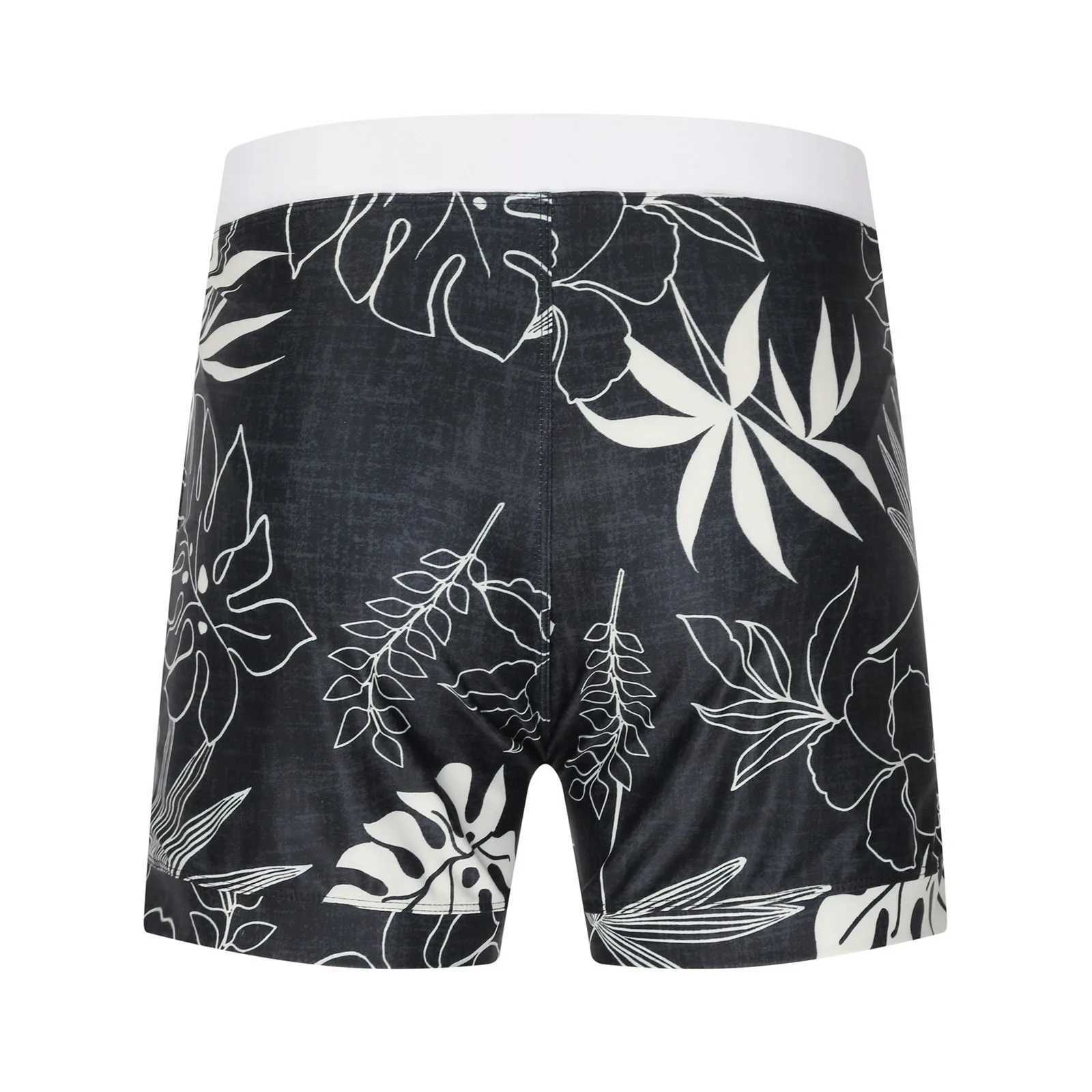 Summer Mens Beach Swimming Trunks Drawstring Elastic Waist Swimsuit Shorts Man Plus Size Quick Drying Swimwear ShortsT250304