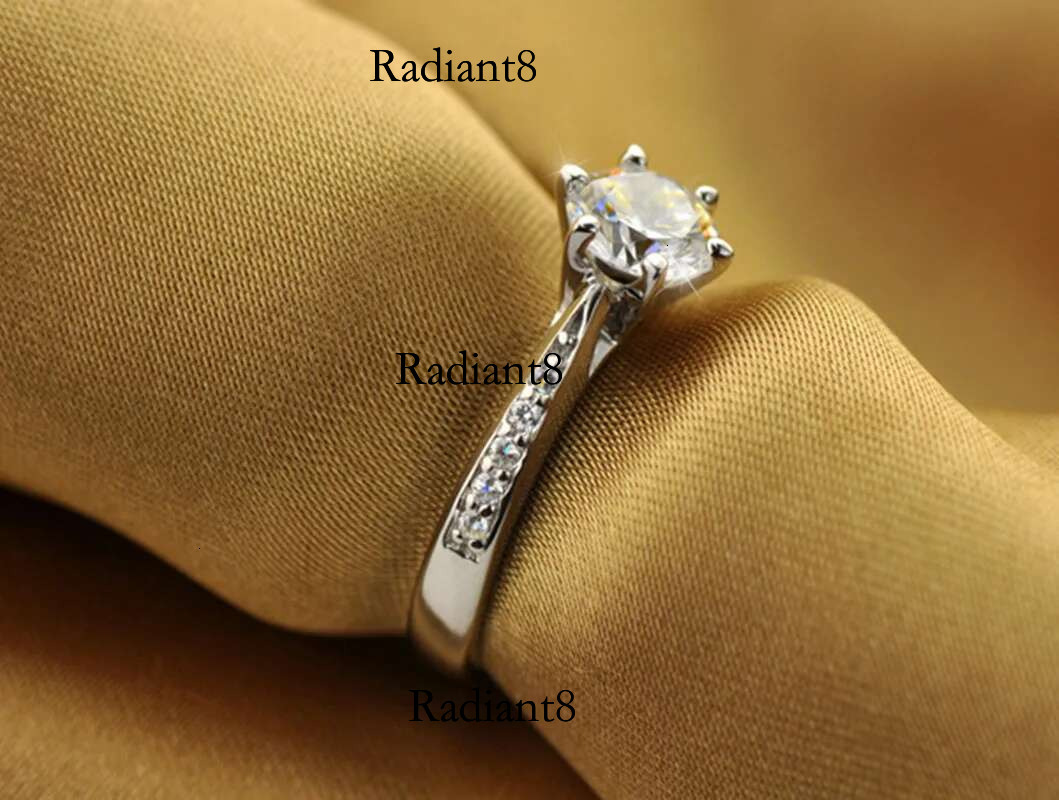 Sterg Sier Classic Ring for Women Six claw jewelry simple 70ct imitation dia women's ring