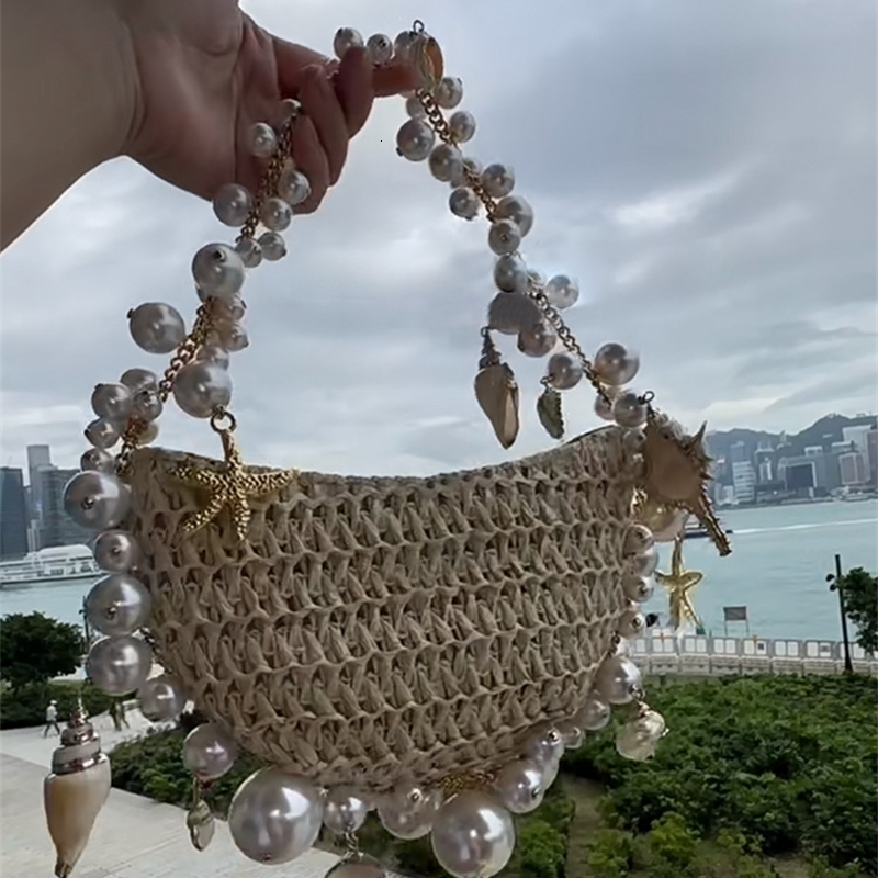 Lady Evening Bags For Women y ner Handbags And Purses In Woven Chain Beaded Trim Shoulder Bag w250303