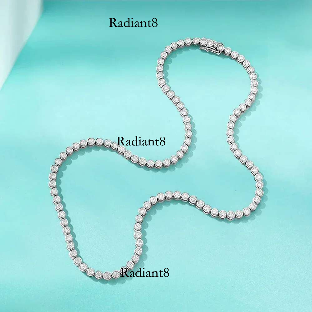 FEOBUR 2/3mm Round Tennis Necklace for Women Sterg Sier GRA Certified Moissanite Bubble Dia Necklaces