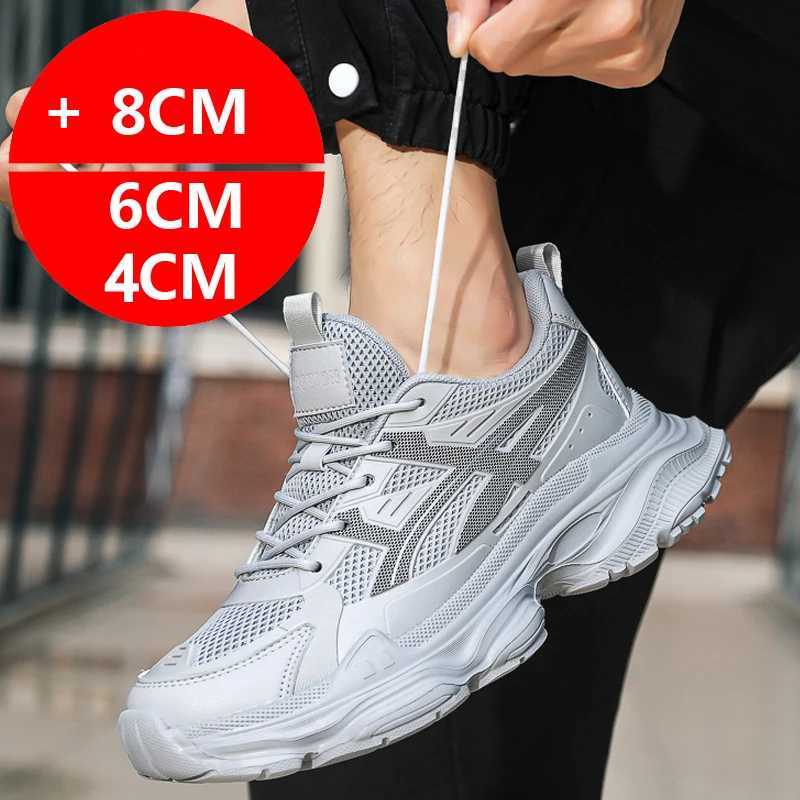 Summer Mesh Men Sneakers Elevator Shoes Breathable Sports Heightening Shoes For Man 8CM 6CM Thick Sole Casual Height Shoes Male Z250225