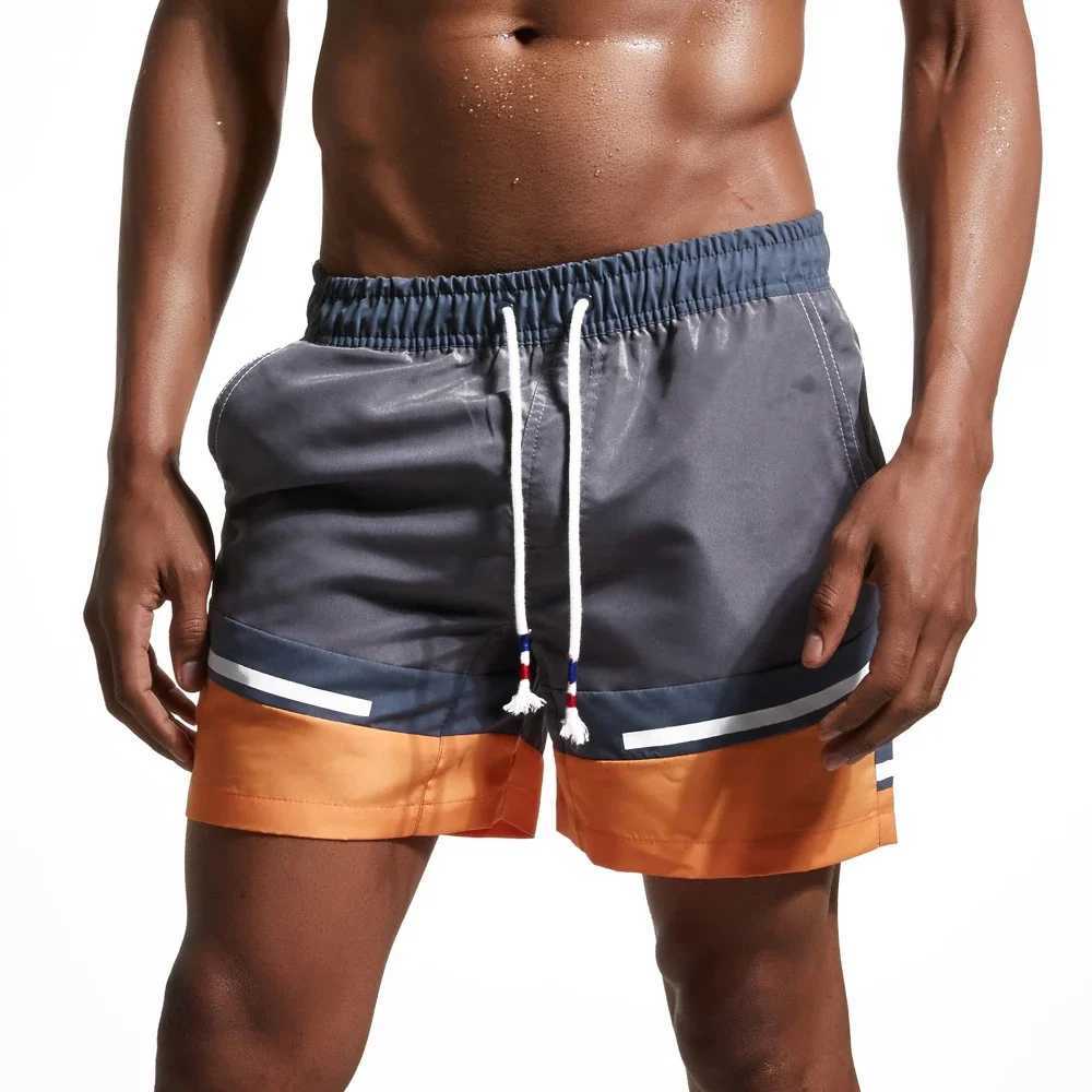Beach Pants Summer New Style Mens Swim Shorts Pocket Mens Swimming Shorts Quick Dry Beach Trunks Swimwear with Mesh LiningT250304