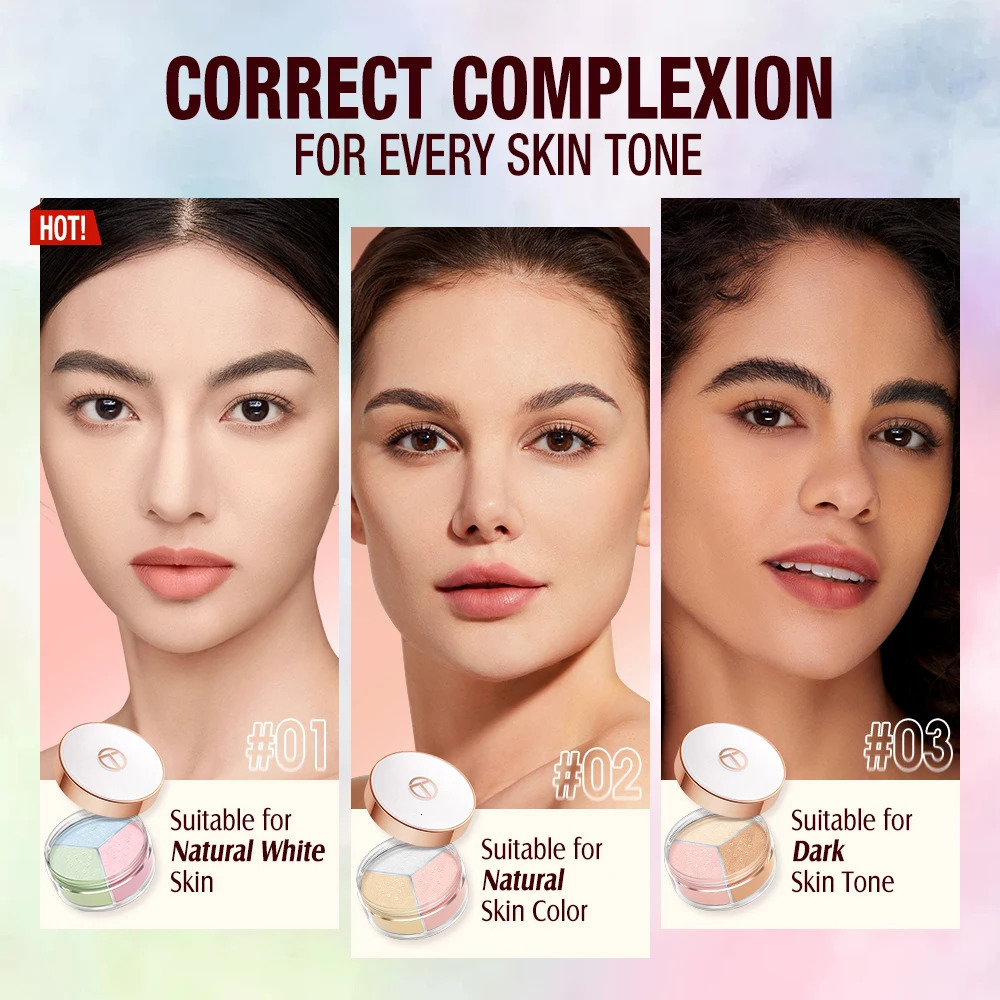 3 Color Loose Powder Hides Oil Pores Face Powder Blend Naturally Setting Powder Fix Lock Makeup Matte Finishing Powder 250224