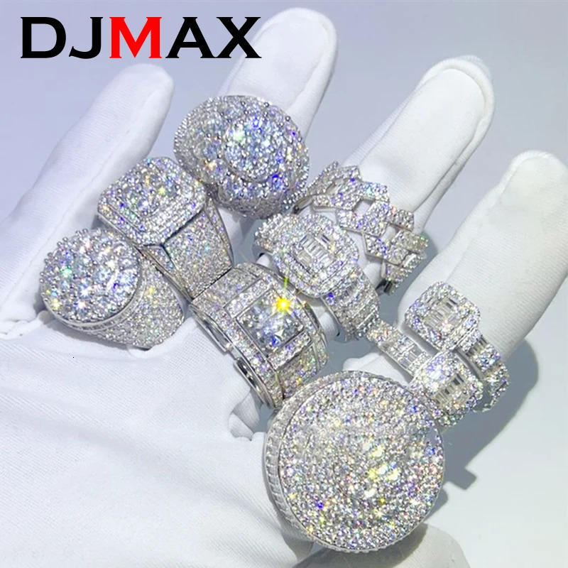 Hip Hop DJMAX Full Rings For Men Original 925 Sterling Silver Men and Womens Finger Rings Gifts 250227