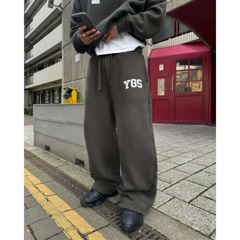 YGS Letter Embroidery Men Women Tracksuit Suit Haruku Loose Sweatshirts And Sweatpants Two Piece Y2k Hoodie Sportswear Sets