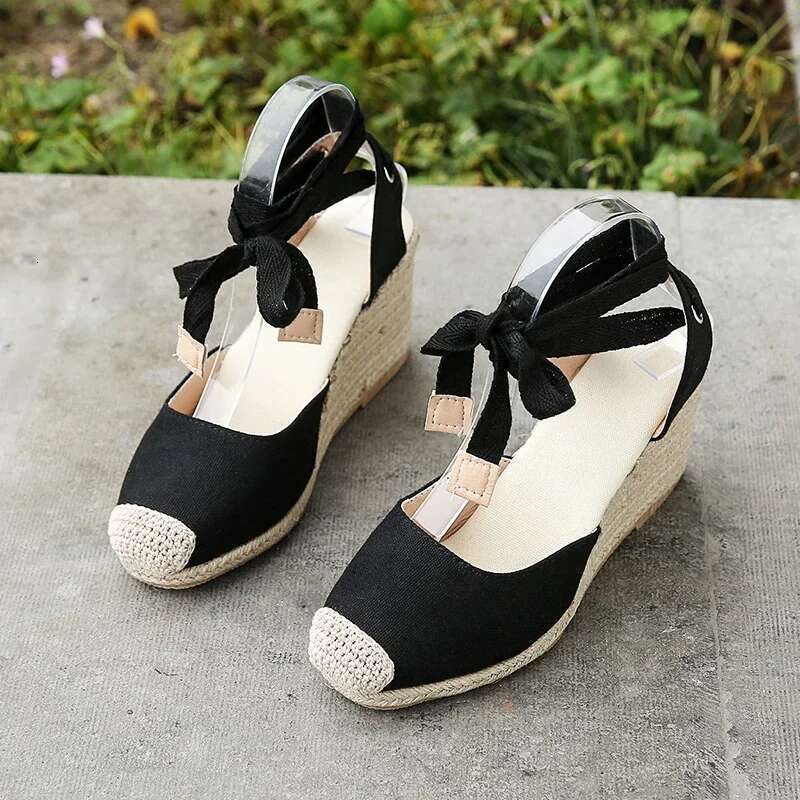 Women's Espadrille 2025 Ankle Strap Sandals Comfortable Slippers Ladies Womens Casual Shoes Breathable Flax Hemp Canvas Pumps