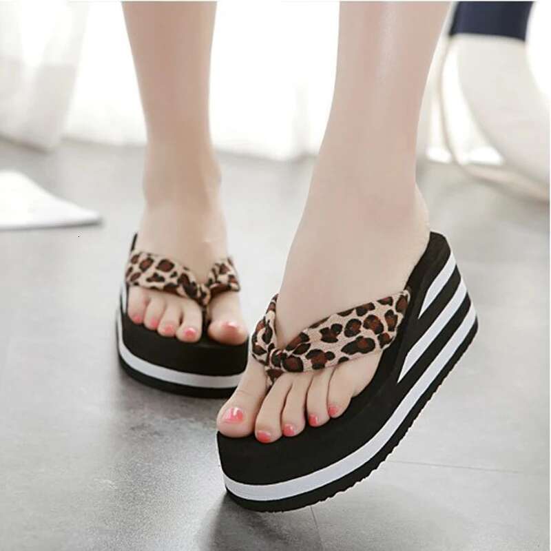 Platform Sandals Wedged Women Flip ps Open toe High Heels Slippers Summer Beach Outdoor Wedges Slides Black Home Shoes