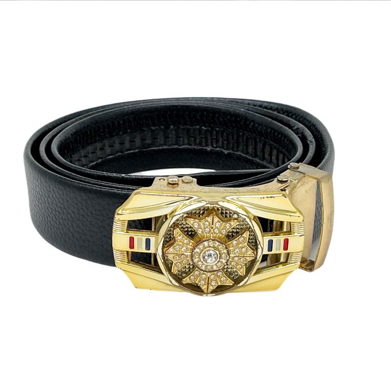 Men's belt black automatic buckle head belt light luxury Korean version of the trend of business formal black belt
