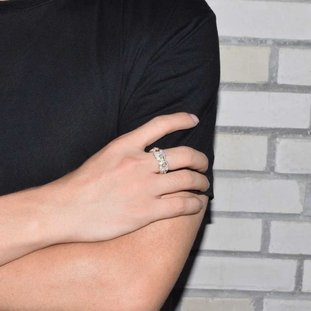 Couple Rings Wind hip-hop ordinary cool chain ring real gold electroplating fashionable personality trendsetter ring H25303