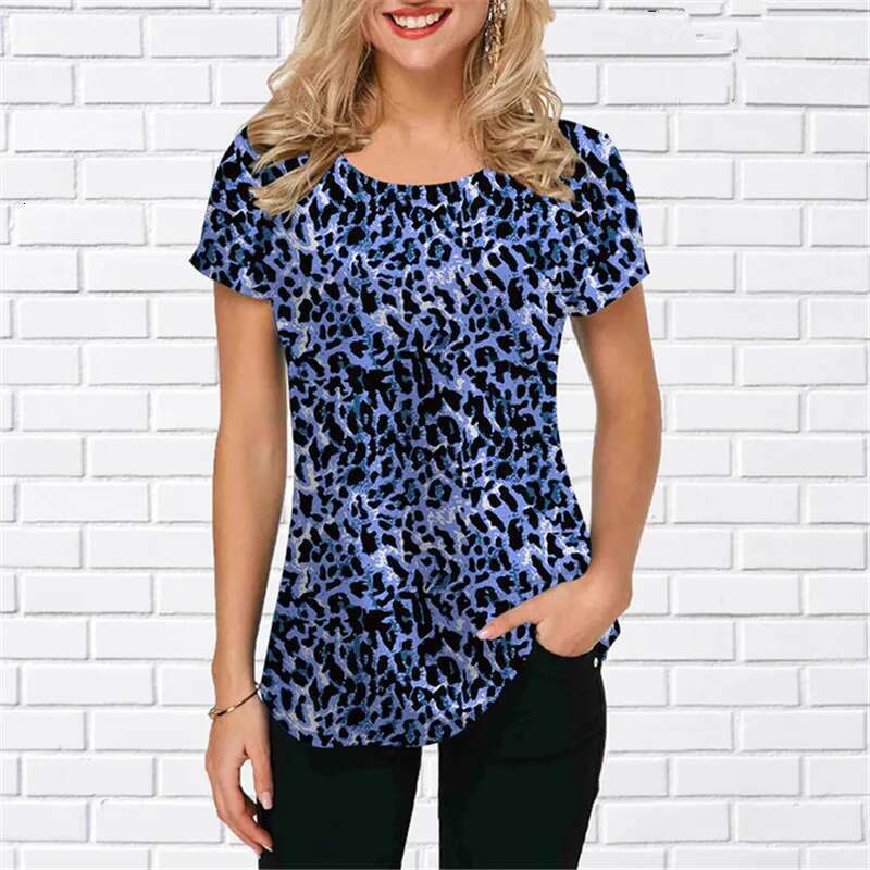 Fashion Beautiful New Leopard Shirts Summer Short Sleeve Women Streetwear 3D Print Blouses Loose Casual Ladies Pullovers Tops