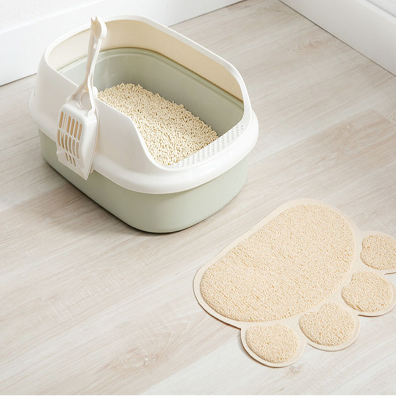 Pet Cat Litter Mat Cute Paw Print Feeding Bowl Placemat Cat Bed Pads Non-slip Anti-leak Waterproof Litter Trapper Mats Supplies