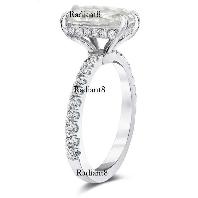DEZO Moissanite Solitaire Engagement Rings 2/3/4ct Radiant Cut D Color Solid Sterg Sier Women Wedding Jewelry Gifts