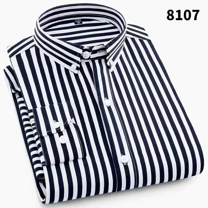 Long Sleeves Shirts Man Stripe Pattern Elegant Mens Shirts a Fashion Korean Reviews Clothes Mens Clothing High Quality 250227