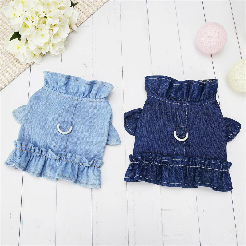 Small and Medium-sized Pet Cute Thin Denim Chest Back Cat Dog Clothing In Spring and Summer of 22