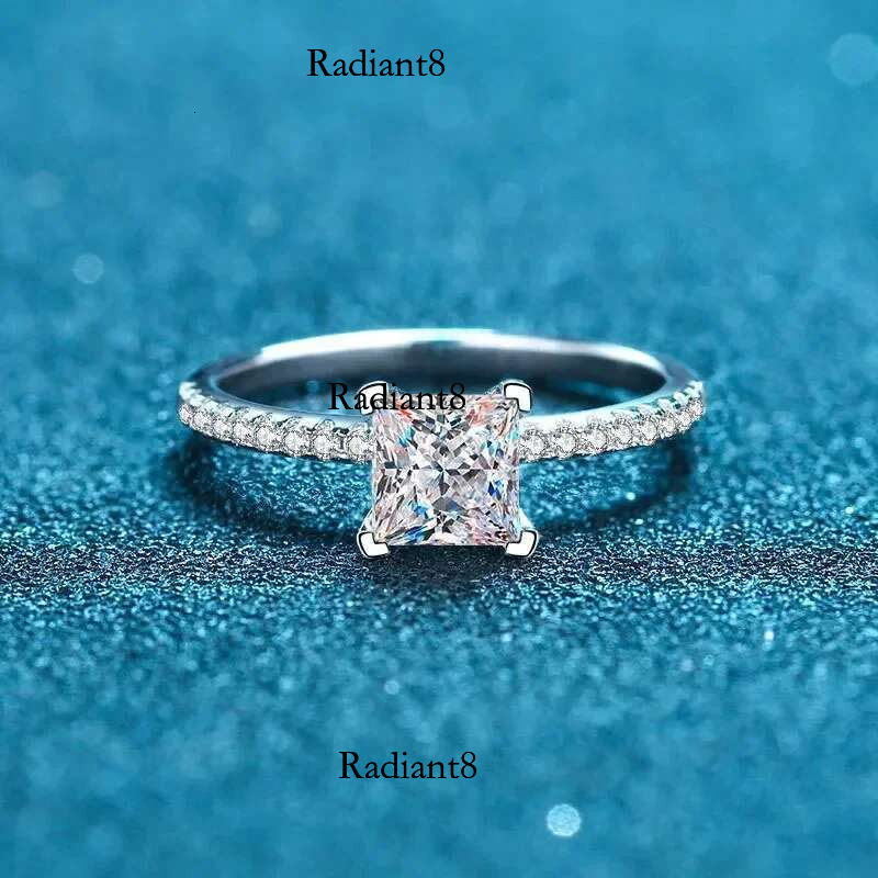NeeTim 1ct 2ct Princess Moissanite Engagement Ring for Women D VVS1 Dia Proposal Bridal Rings Sterg Sier Wedding Band