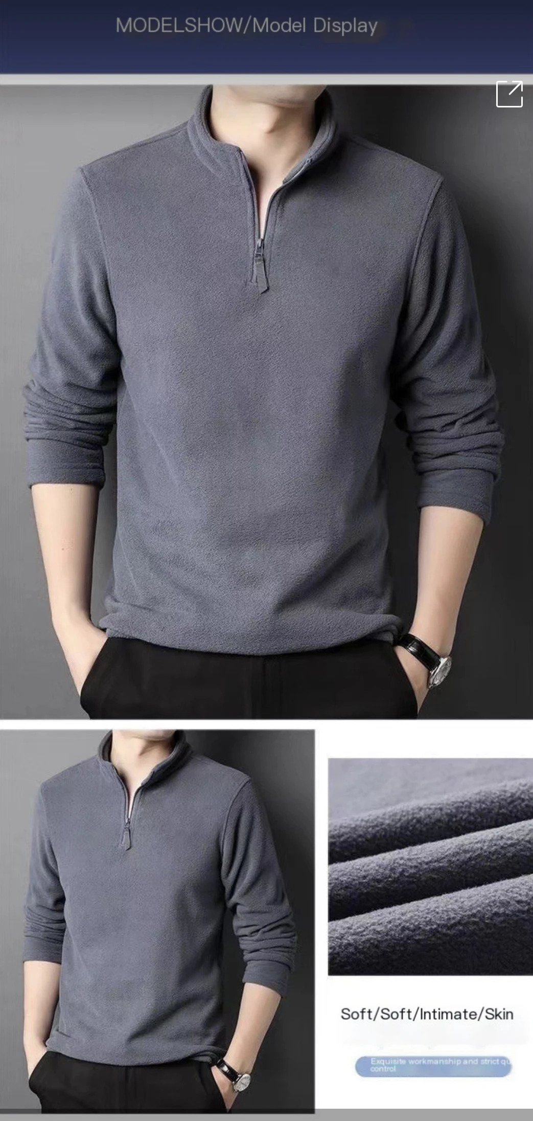 Autumn and winter polo shirt mens cashmere sweater stand up collar half zipper long sleeved fashion version Tshirt top 250304